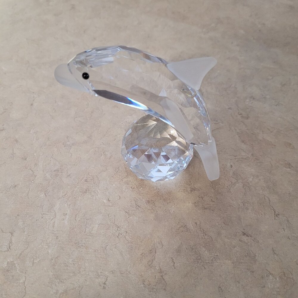 Crystal Dolphin on a Ball Figurine / Paper Weight